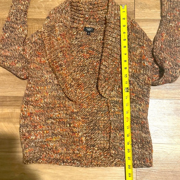 Talbots Cardigan Open Front Wool Acrylic Alpaca Knit Brown Marled Size P - Picture 4 of 5